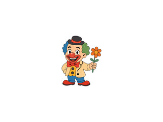 Vector illustration of a happy cartoon clown on a white background	
