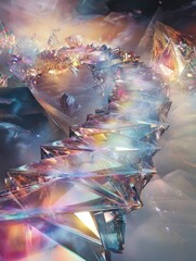 Vibrant crystal formation on a journey through colorful space
