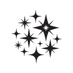 Obraz premium Sparkling stars pattern silhouette illustration isolated on white background