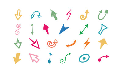 Hand Drawn Arrow Doodle Vector Set