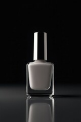 Elegant white nail polish bottle on black background