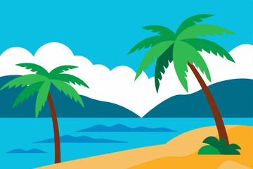 Tropical Paradise Palm Trees, Beach, and Ocean Serenity