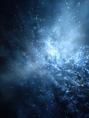 Obraz premium Epic cinematic background with blue glowing particles and ice particles, creating a magical blizzard effect , abstract