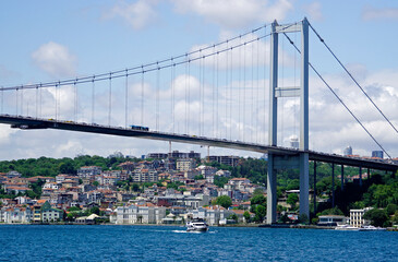  Suspension bridge links Europe and Asia in Istanbul.