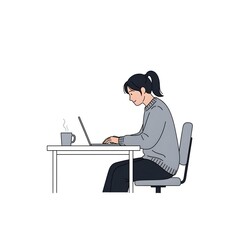 illustration of a woman working on laptop