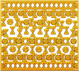 Intricate 3D Golden Geometric Wall Art Pattern Design with abstract shapes