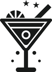 Minimalist Martini Glass Icon in Black