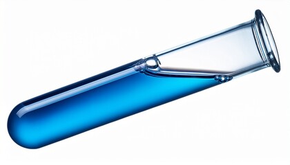 test tube with blue liquid isolated on white background