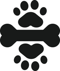 Pet Bone and Paw Print Icon Design