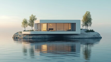 Modern house on a small island