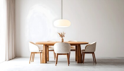 Dining Room with Bold Curves and Glass Accents. Interior Design Mockup