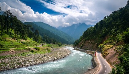 between river and curved road n exploring the hidden valleys of kasol
