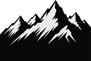 Fototapeta premium Majestic Mountain Range Silhouette a Timeless Vector Illustration of Nature's Grandeur and Rugged Peaks Against a Clean Backdrop