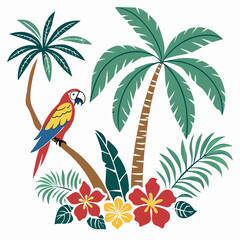 Summer Bright tropical design elements. Print on T-shirts,  Vector illustration