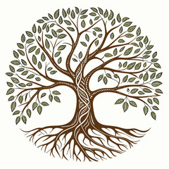 Obraz premium intricate-tree-of-life-mandala-with-roots-and-bran.eps