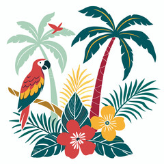 Summer Bright tropical design elements. Print on T-shirts,  Vector illustration