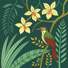 Obraz premium mandala-made-with-rainforest-flora--including-orch.eps