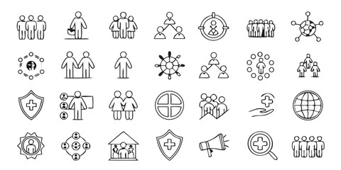 comprehensive corporate business line icons set professional symbols  isolated on white background.