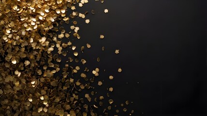 gold confetti on a black background