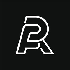 letter Fr or Rf minimal line art geometric logo