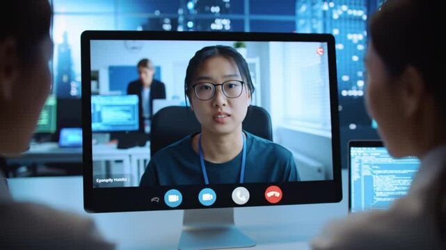 Diverse cyber security team collaborating remotely on coding and network monitoring - Powered by Adobe