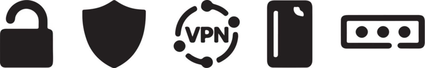 Security and privacy icons representing protection and digital safety concepts for online usage