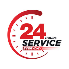 Round-the-Clock Assistance: An eye-catching icon embodies relentless availability, presenting '24 HOURS SERVICE EVERYDAY', visually reinforcing constant accessibility.