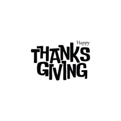 Thanksgiving Typography Text. Happy Thanks Giving Text on White Background. Festive Vector Design.