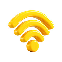 Fototapeta premium Shiny Yellow Wifi Symbol Wireless Connection Internet Access,