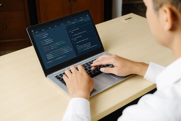 Software development programming on computer screen for modish application and program coding