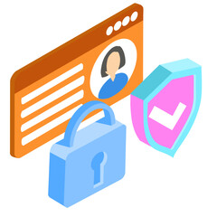 Security shield padlock protection safety privacy secure data cyber safety internet security icon isolated on transparent background