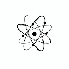 Photon Particle Vector &ndash; Abstract Light Particle in Circular Motion, Modern Flat Line Icon, Black and White, Scientific Concept, Clean Scalable Graphic on White Background