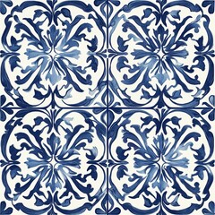 Elegant blue floral tile pattern design