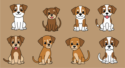 Obraz premium Adorable puppies collection. Cute puppy illustrations for children's books, greeting cards, and pet shops. This puppy collection is perfect for pet-related products and designs.