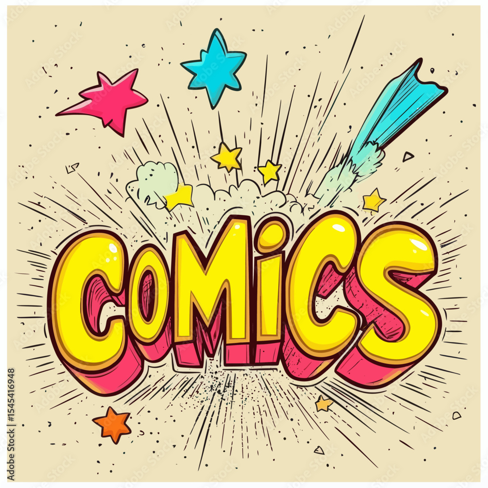 Fototapete retro comic font set including alphabet and numbers designed in a pop art style for use in titles, h