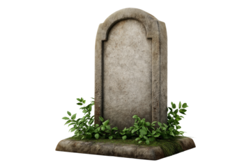 Empty Grave Marker for Memorial Purposes isolated on white background