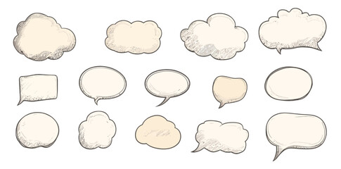 Vintage pop art style and empty modern design come together in retro comic speech bubbles