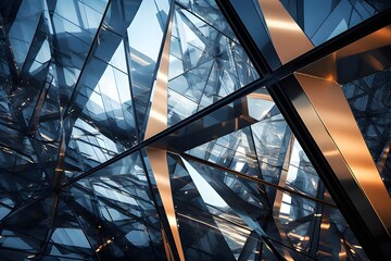 Abstract Steel and Glass Architecture: A modern architectural marvel featuring abstract steel and glass elements