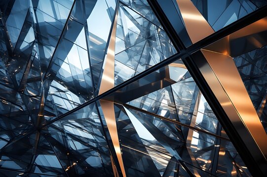 Abstract Steel and Glass Architecture: A modern architectural marvel featuring abstract steel and glass elements