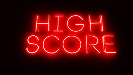 A close up of a neon sign that says high score - Powered by Adobe