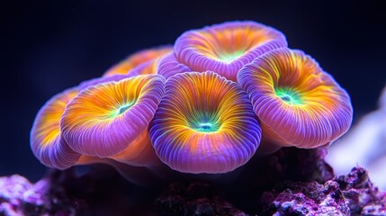 Vibrant coral cluster in aquarium
