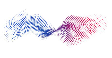 Modern pop art texture with abstract halftone wave and dotted background, including futuristic twisted grunge patterns of dots and circles, suitable for various applications