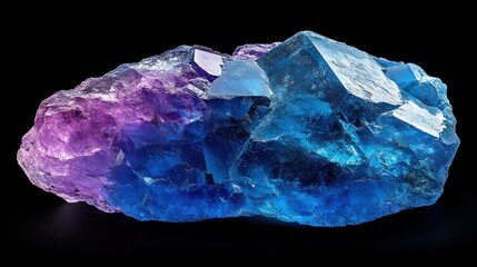 Fototapeta premium Vibrant, multifaceted crystal cluster on black