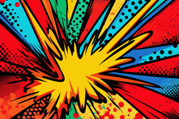 Fototapeta premium A colorful and lively pop art collage that incorporates various elements of comic style