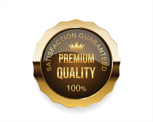 Naklejka na ściany i meble Premium quality satisfaction guaranteed golden badge on white background 