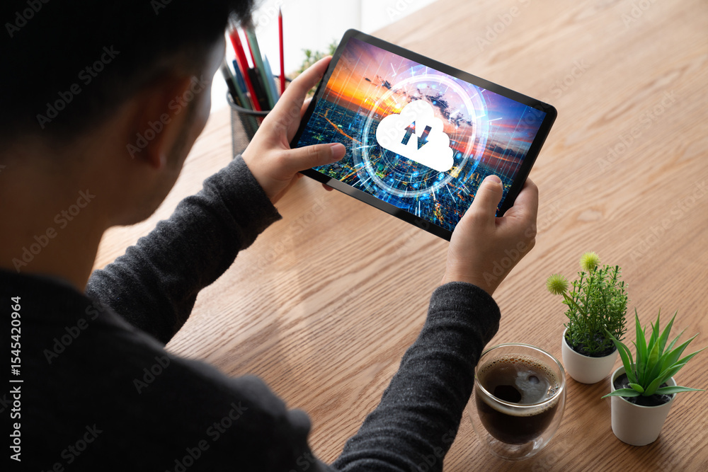 Poster cloud computing software for modish remote work and personal data storage