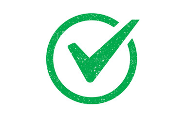 check mark tick green ink rubber stamp seal grunge effect dusty grainy badge vector sign symbol © AestheticX