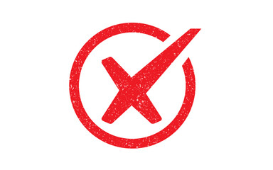 Obraz premium cross mark red ink rubber stamp seal grunge effect dusty grainy badge vector sign symbol declined rejected unapproved negative