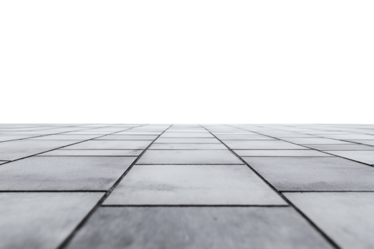 Isolated Grey Tiled Surface on Transparent Background