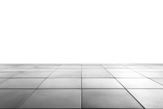Grey tile floor isolated on transparent background
